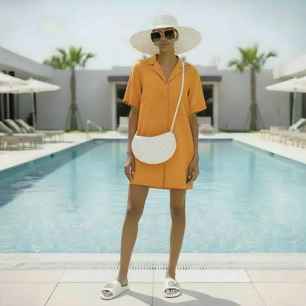 Everlane The Linen Workwear Shirt Dress Turmeric Orange - Picture 3 of 9